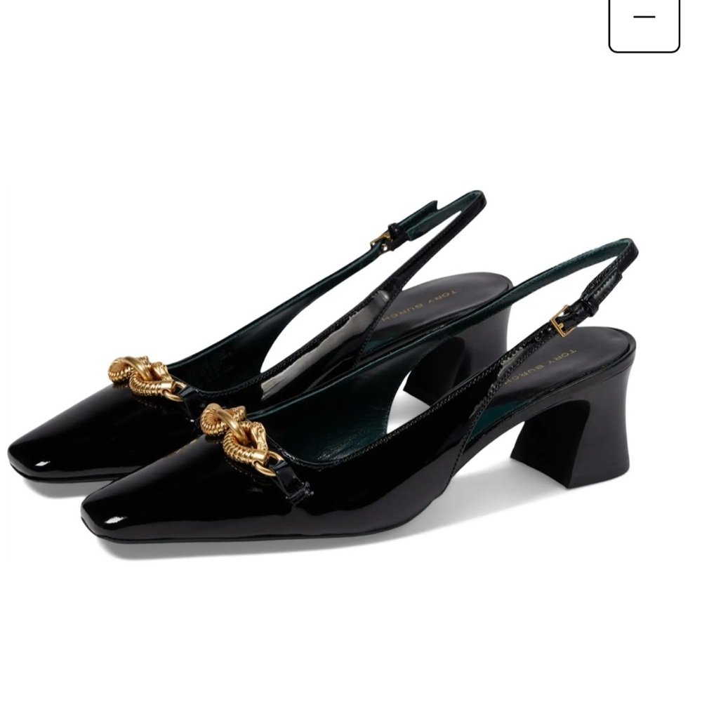 Tory Burch Black Slingback Heels black patent leather